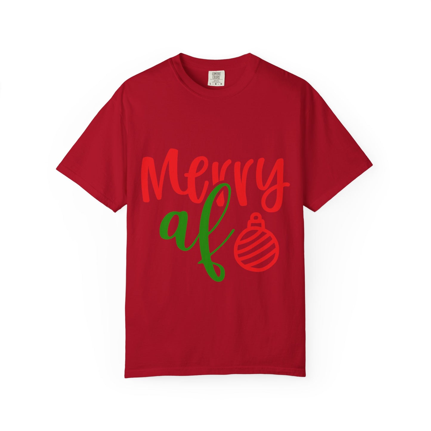 Merry AF Christmas T-Shirt — Funny Holiday Graphic Tee with Ornament