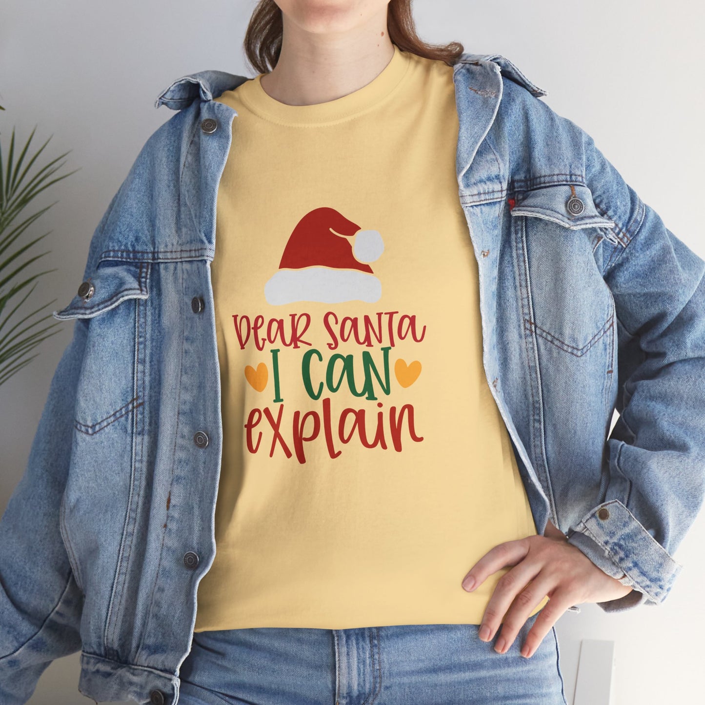 Christmas Tee - "Dear Santa I Can Explain" Kids Holiday T-Shirt with Santa Hat