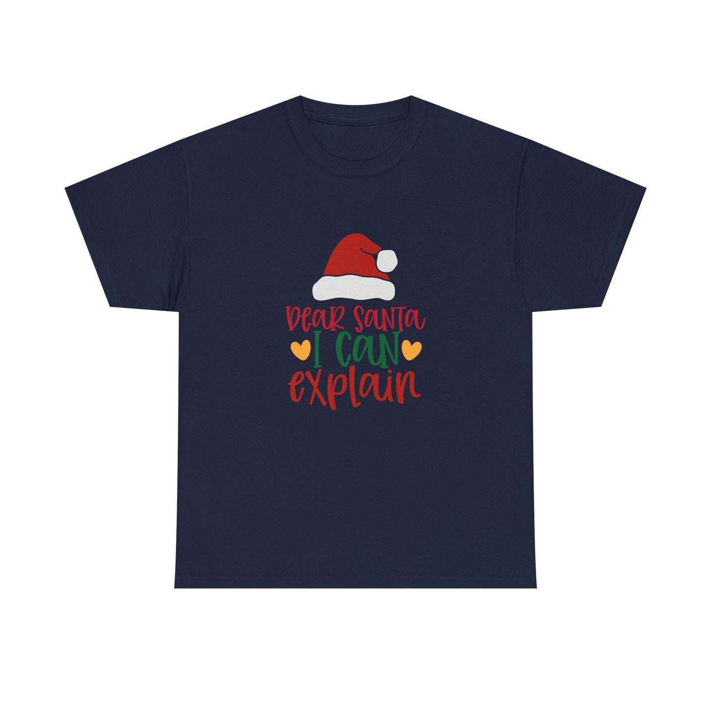 Christmas Tee - "Dear Santa I Can Explain" Kids Holiday T-Shirt with Santa Hat