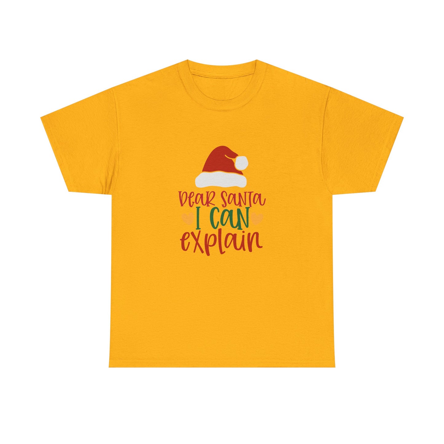 Christmas Tee - "Dear Santa I Can Explain" Kids Holiday T-Shirt with Santa Hat