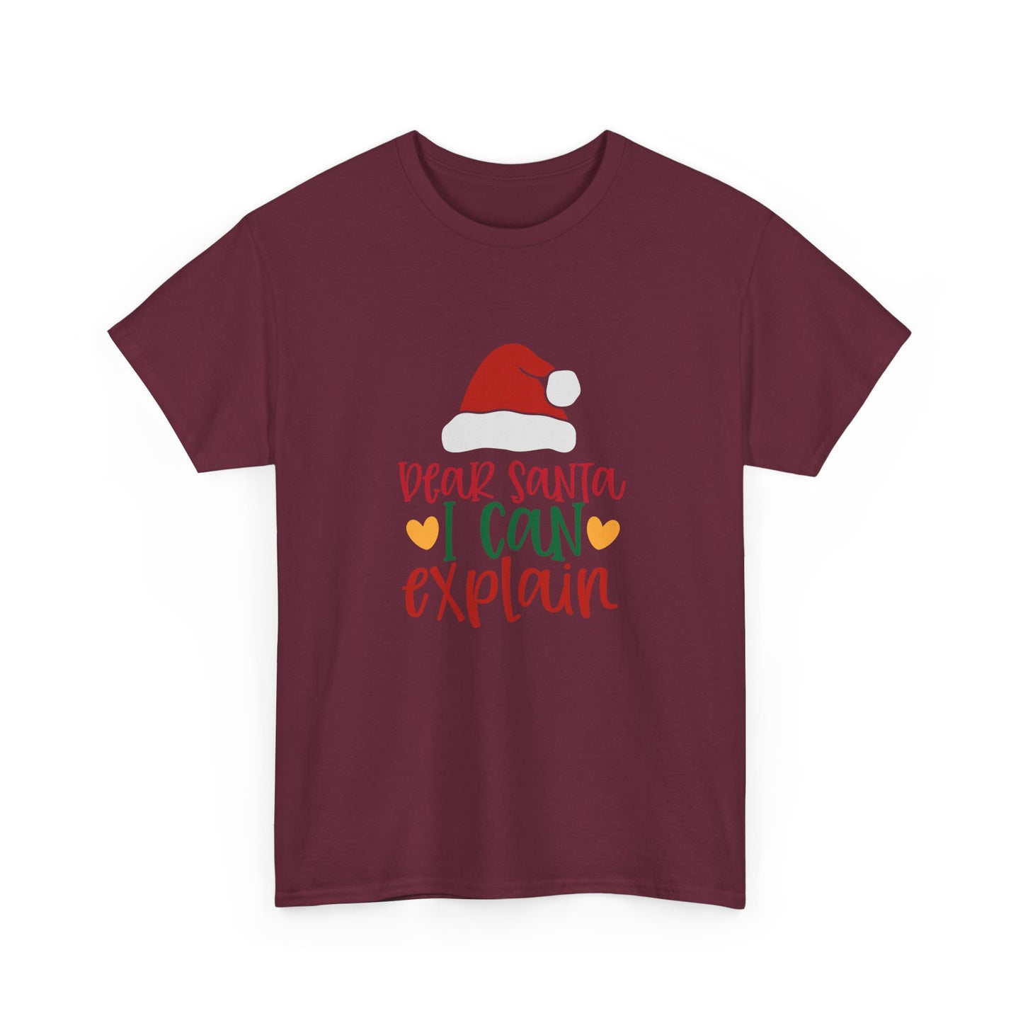 Christmas Tee - "Dear Santa I Can Explain" Kids Holiday T-Shirt with Santa Hat