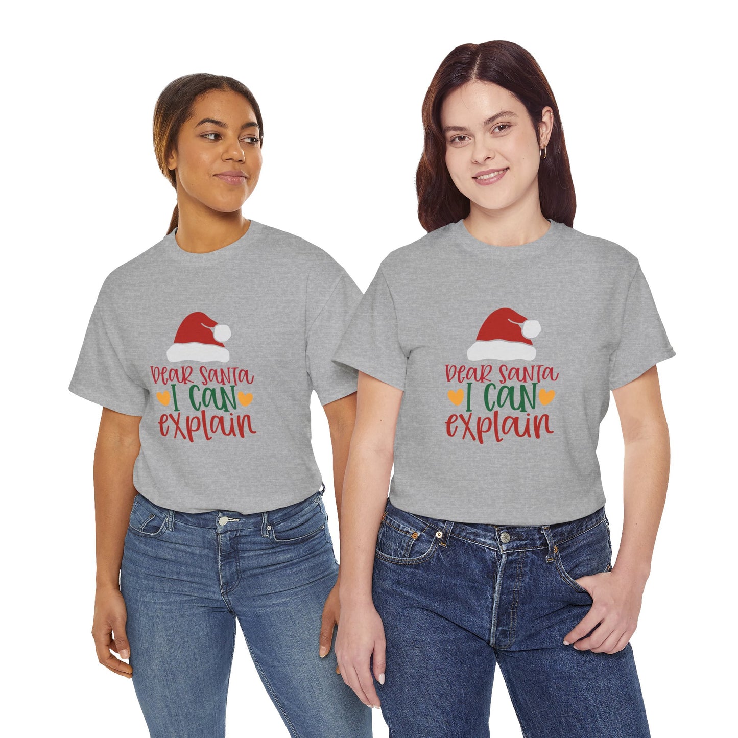Christmas Tee - "Dear Santa I Can Explain" Kids Holiday T-Shirt with Santa Hat