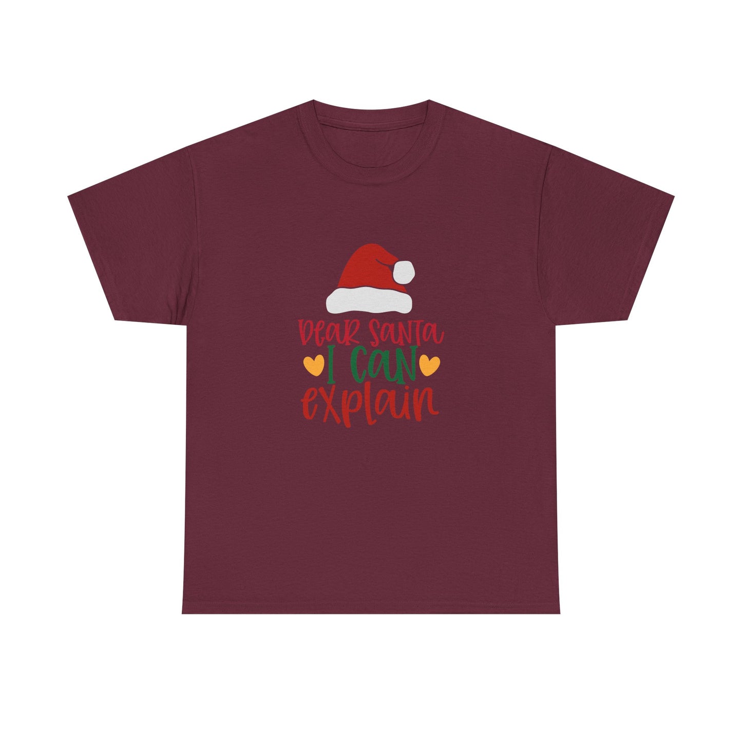 Christmas Tee - "Dear Santa I Can Explain" Kids Holiday T-Shirt with Santa Hat
