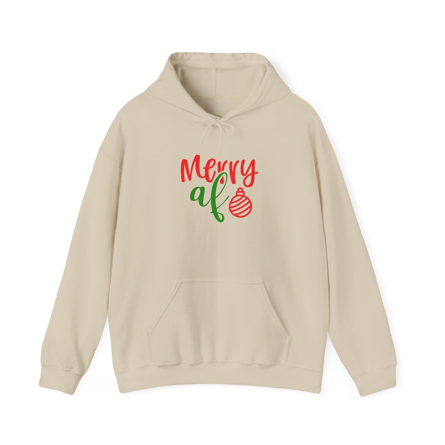 Merry AF Christmas Hoodie — Funny Holiday Graphic Hooded Sweatshirt