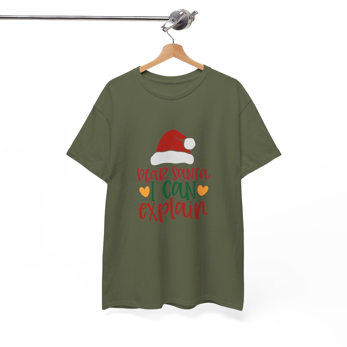 Christmas Tee - "Dear Santa I Can Explain" Kids Holiday T-Shirt with Santa Hat