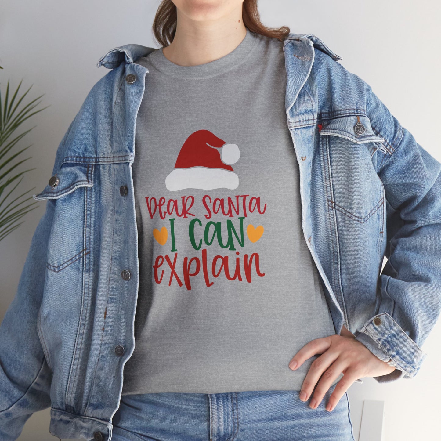 Christmas Tee - "Dear Santa I Can Explain" Kids Holiday T-Shirt with Santa Hat