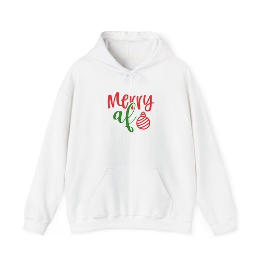 Merry AF Christmas Hoodie — Funny Holiday Graphic Hooded Sweatshirt