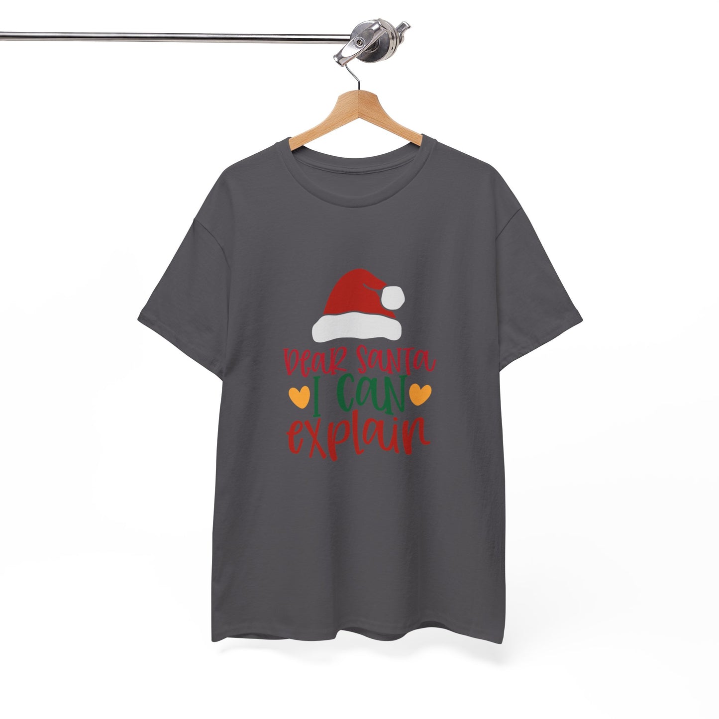 Christmas Tee - "Dear Santa I Can Explain" Kids Holiday T-Shirt with Santa Hat