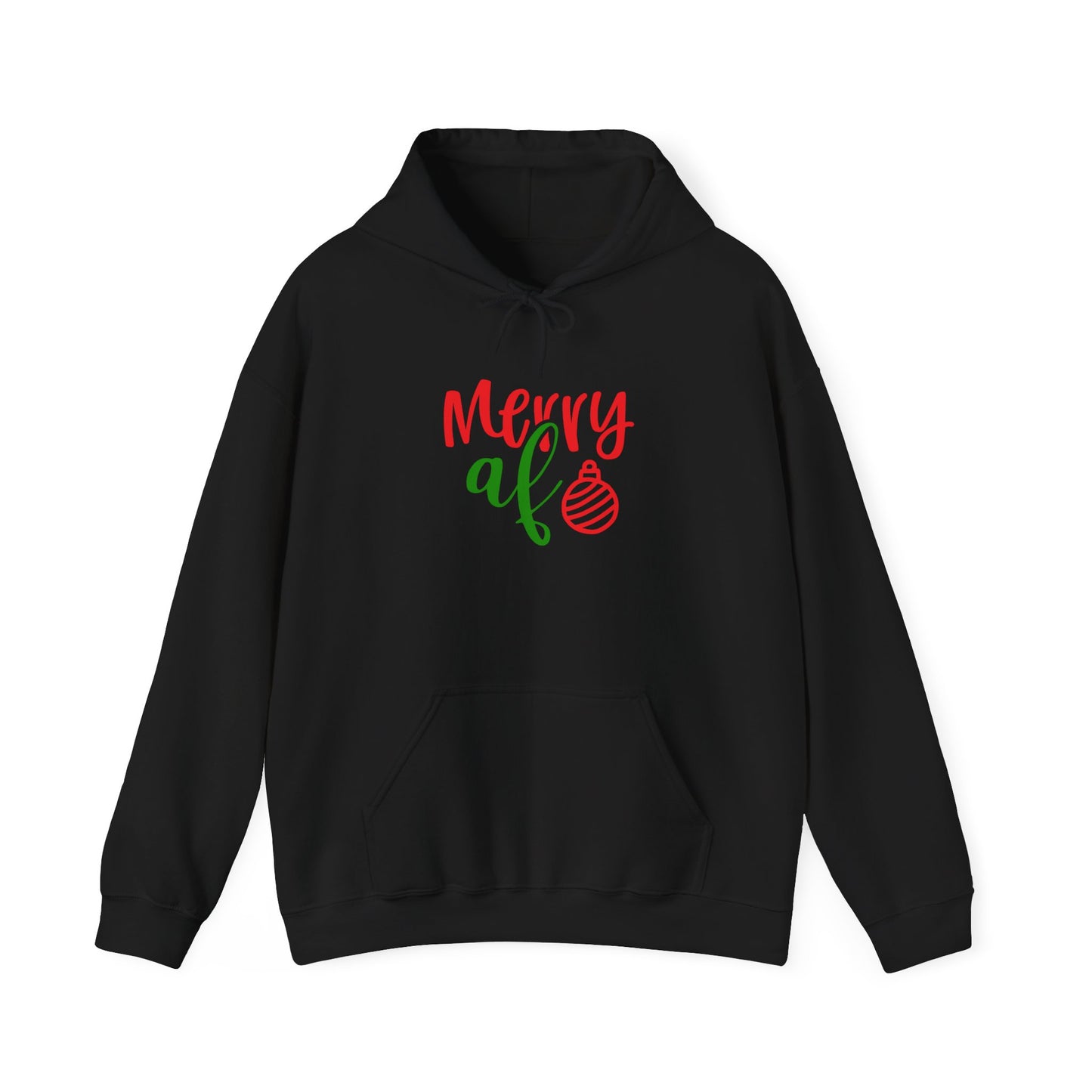 Merry AF Christmas Hoodie — Funny Holiday Graphic Hooded Sweatshirt