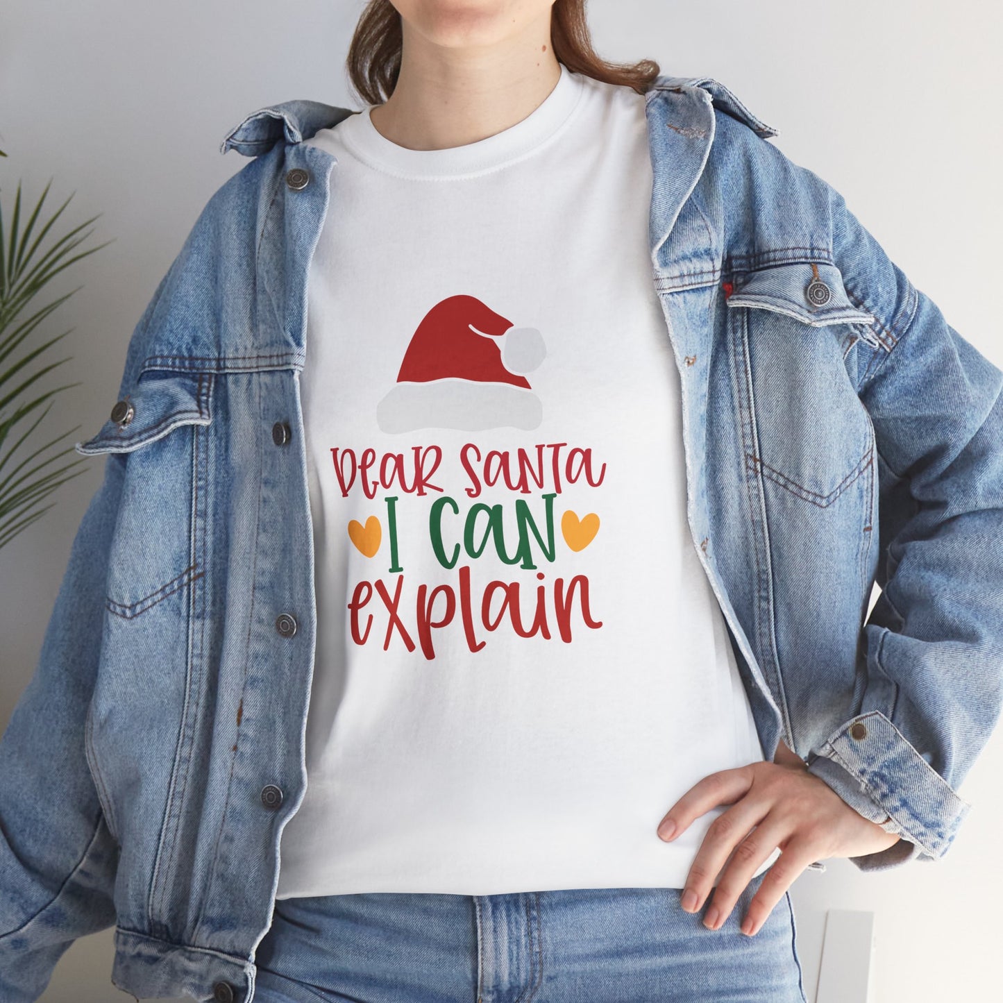 Christmas Tee - "Dear Santa I Can Explain" Kids Holiday T-Shirt with Santa Hat