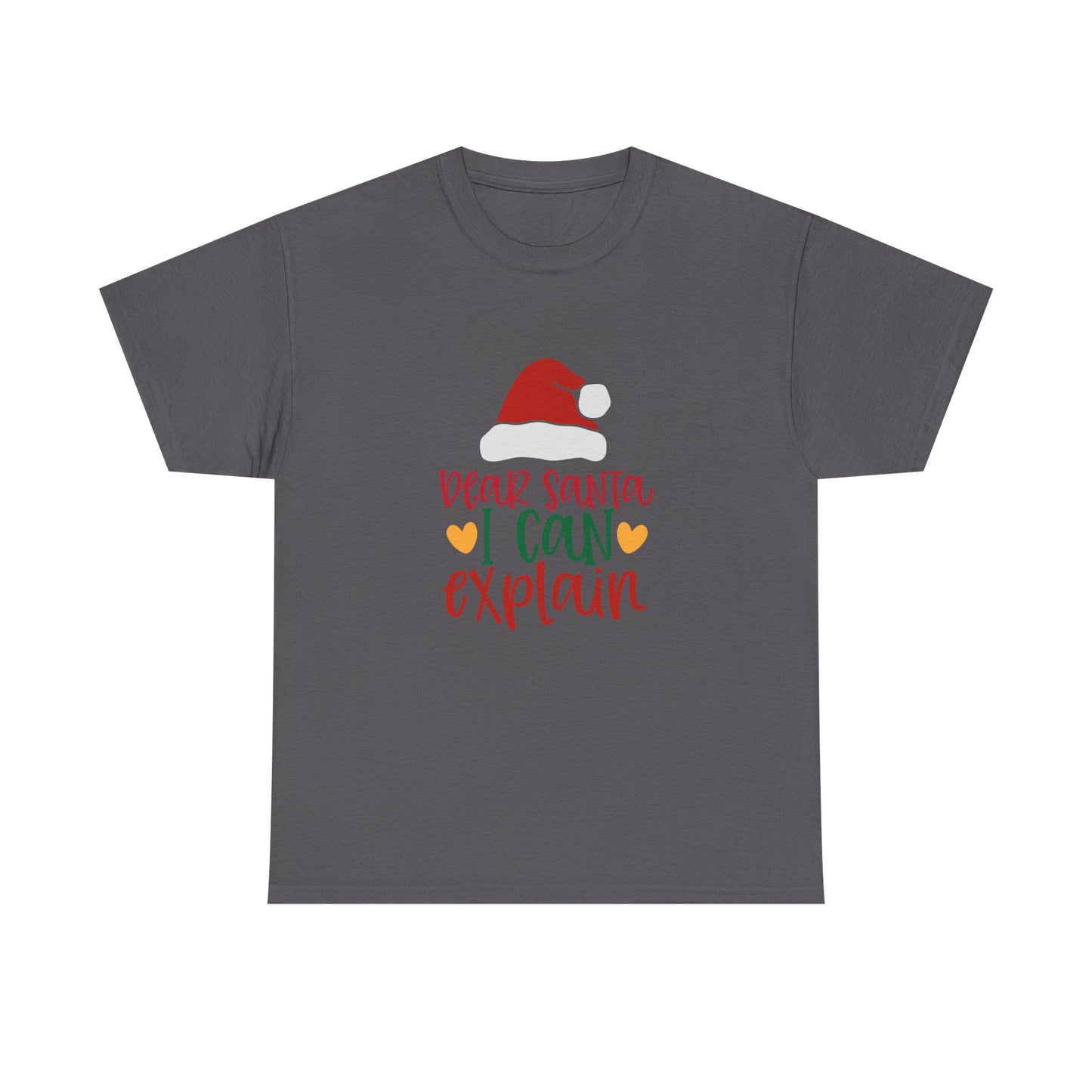Christmas Tee - "Dear Santa I Can Explain" Kids Holiday T-Shirt with Santa Hat