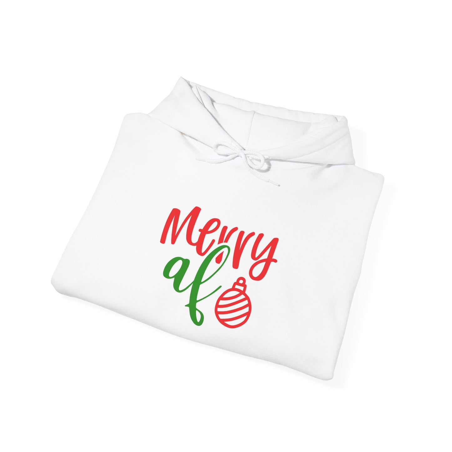 Merry AF Christmas Hoodie — Funny Holiday Graphic Hooded Sweatshirt