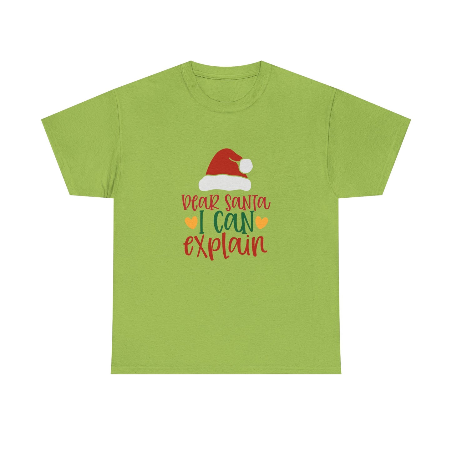 Christmas Tee - "Dear Santa I Can Explain" Kids Holiday T-Shirt with Santa Hat