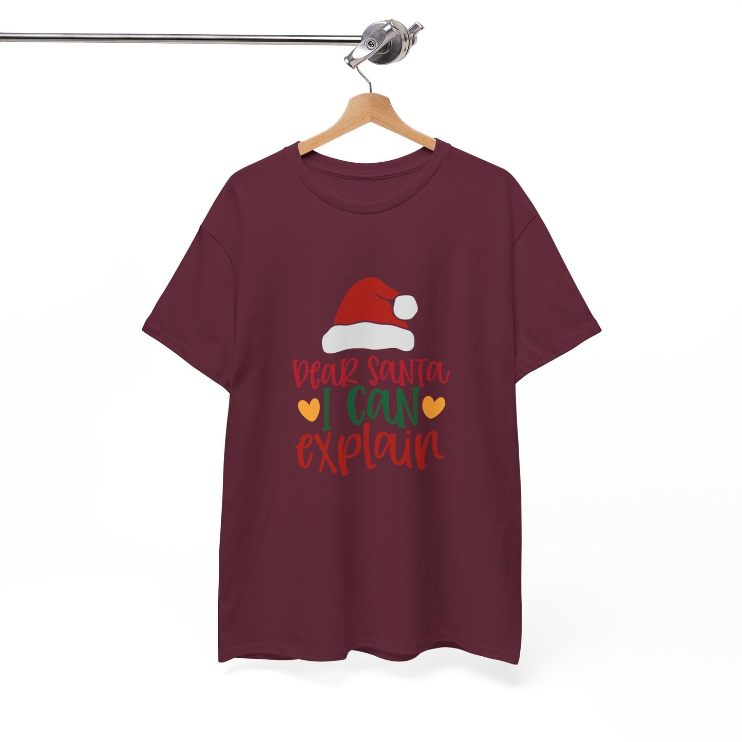 Christmas Tee - "Dear Santa I Can Explain" Kids Holiday T-Shirt with Santa Hat