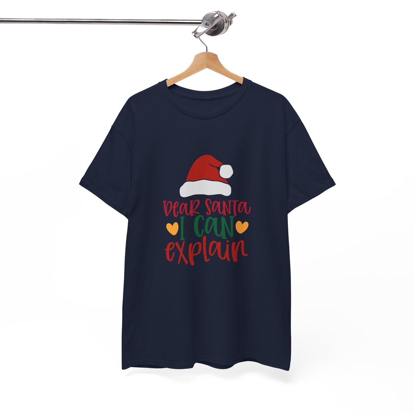 Christmas Tee - "Dear Santa I Can Explain" Kids Holiday T-Shirt with Santa Hat