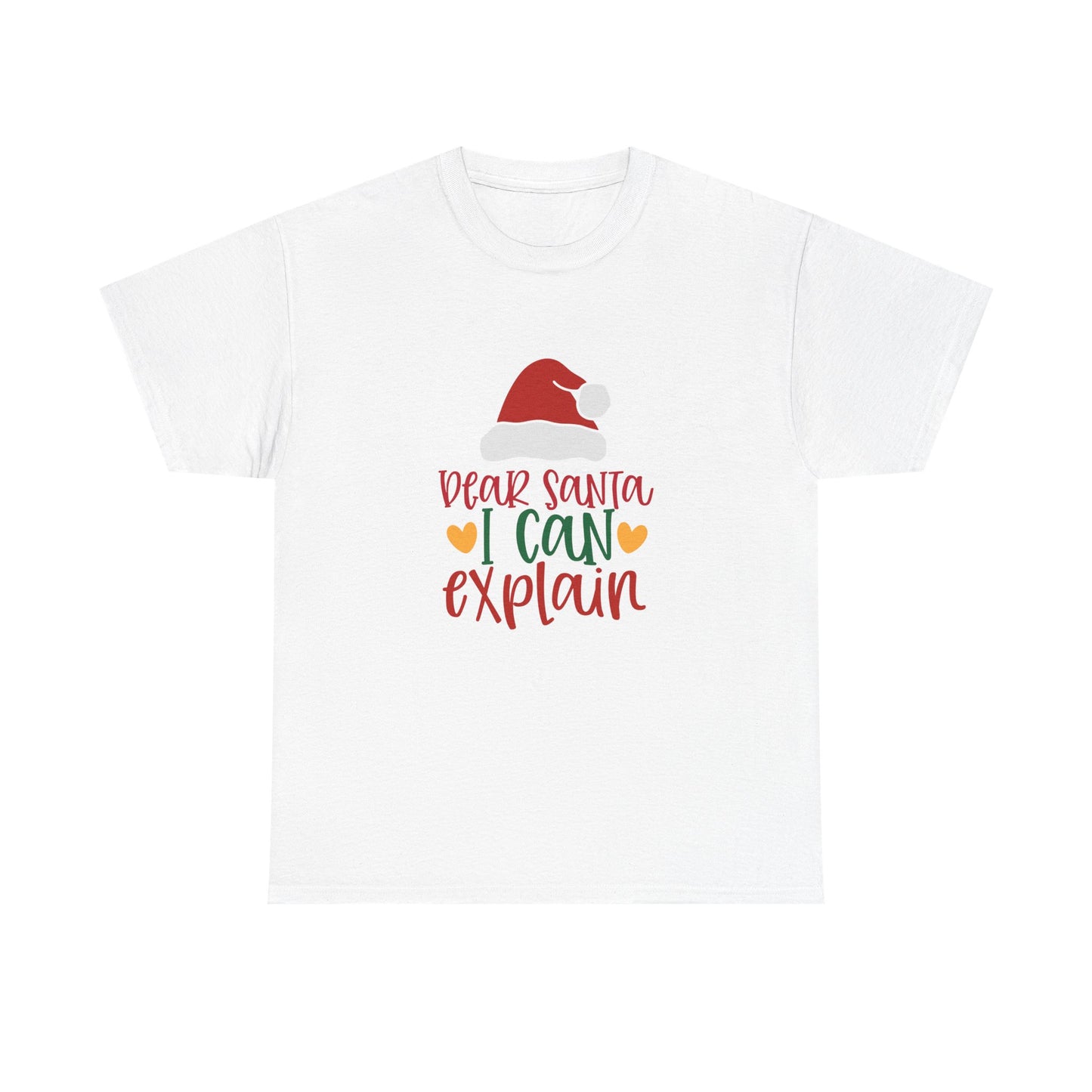 Christmas Tee - "Dear Santa I Can Explain" Kids Holiday T-Shirt with Santa Hat