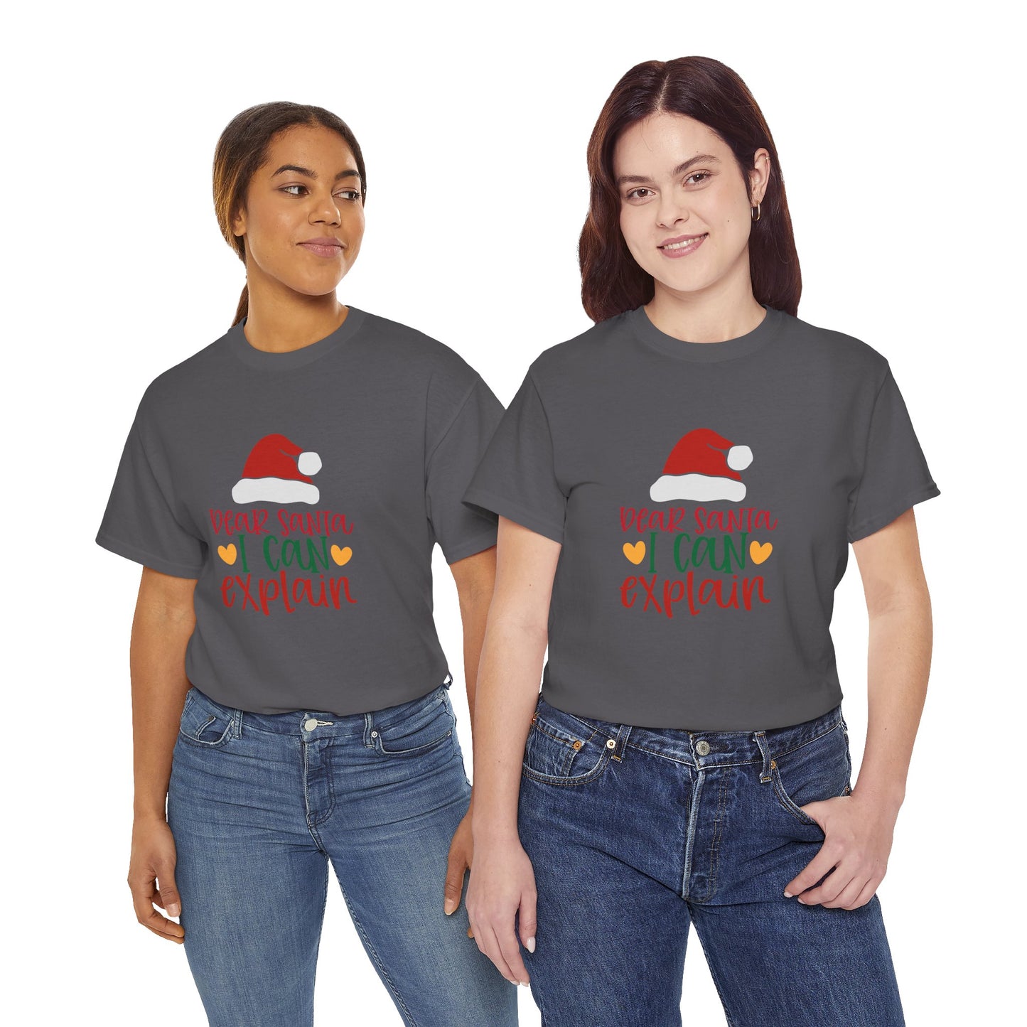 Christmas Tee - "Dear Santa I Can Explain" Kids Holiday T-Shirt with Santa Hat