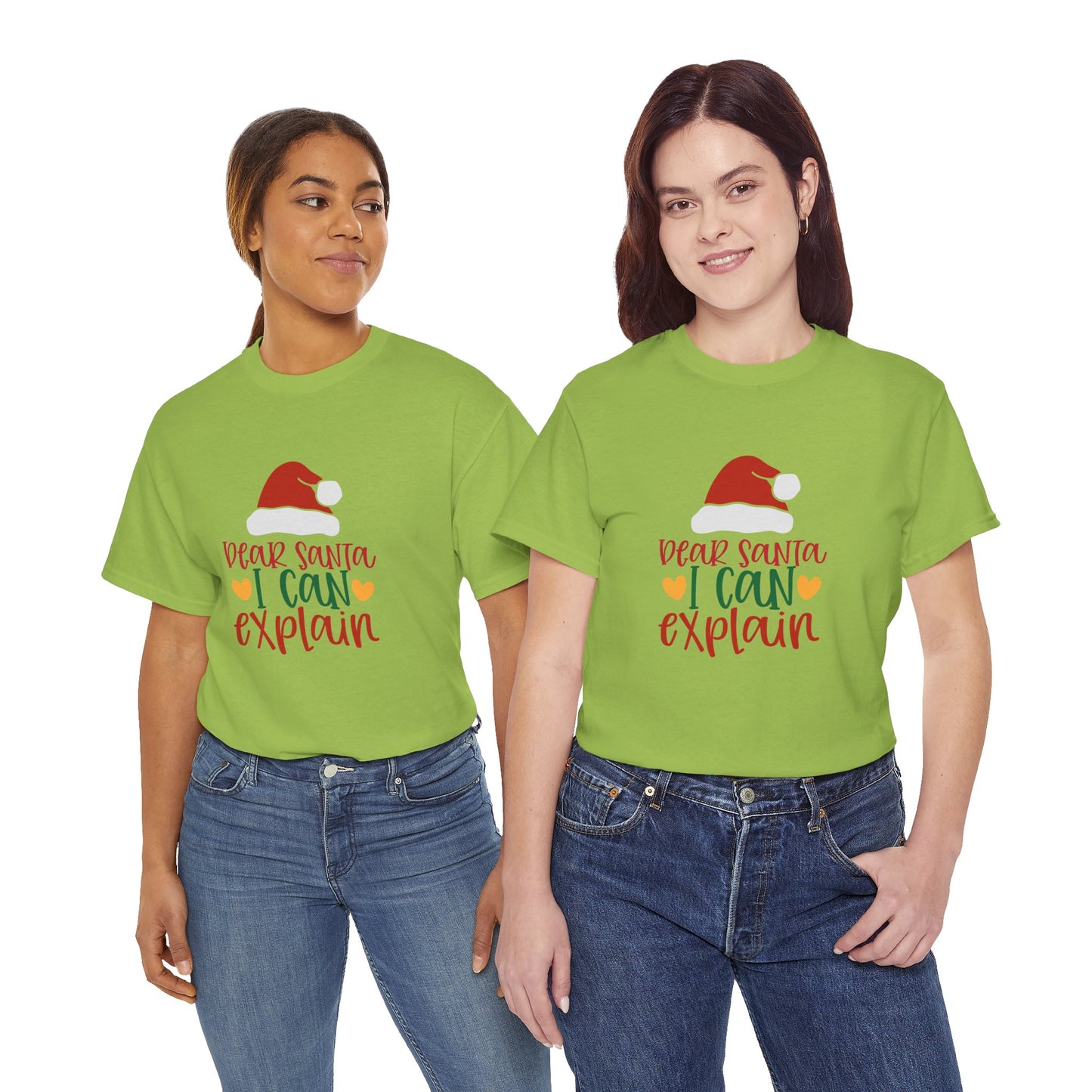 Christmas Tee - "Dear Santa I Can Explain" Kids Holiday T-Shirt with Santa Hat