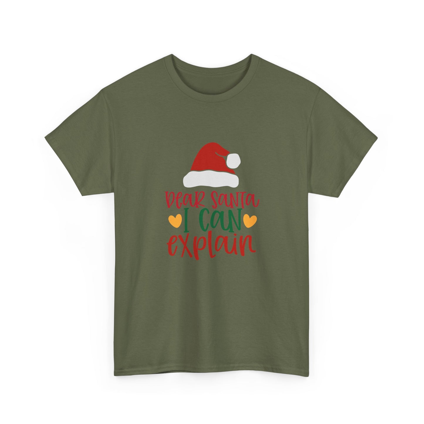 Christmas Tee - "Dear Santa I Can Explain" Kids Holiday T-Shirt with Santa Hat