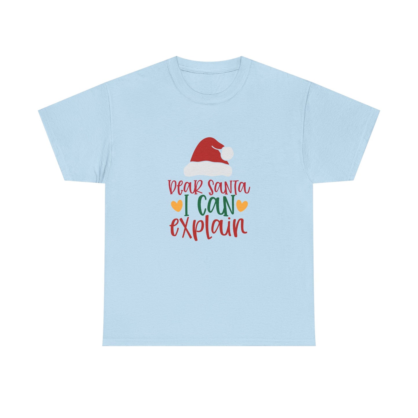 Christmas Tee - "Dear Santa I Can Explain" Kids Holiday T-Shirt with Santa Hat