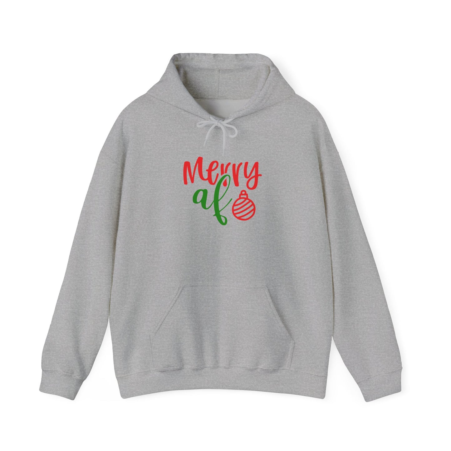 Merry AF Christmas Hoodie — Funny Holiday Graphic Hooded Sweatshirt