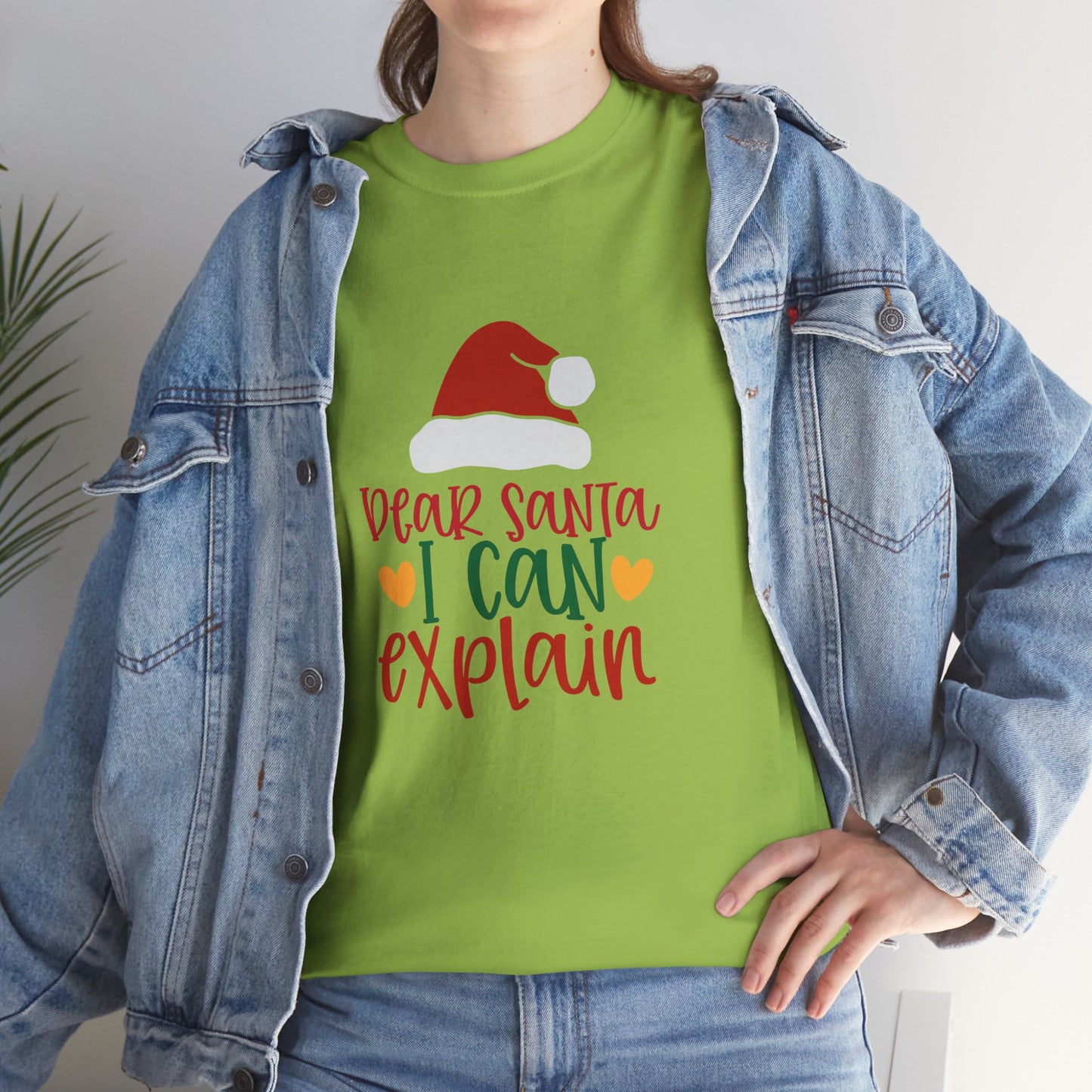 Christmas Tee - "Dear Santa I Can Explain" Kids Holiday T-Shirt with Santa Hat