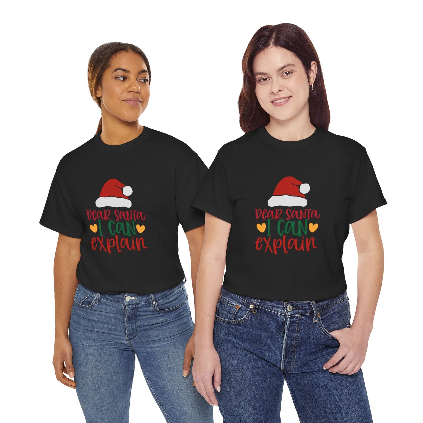 Christmas Tee - "Dear Santa I Can Explain" Kids Holiday T-Shirt with Santa Hat