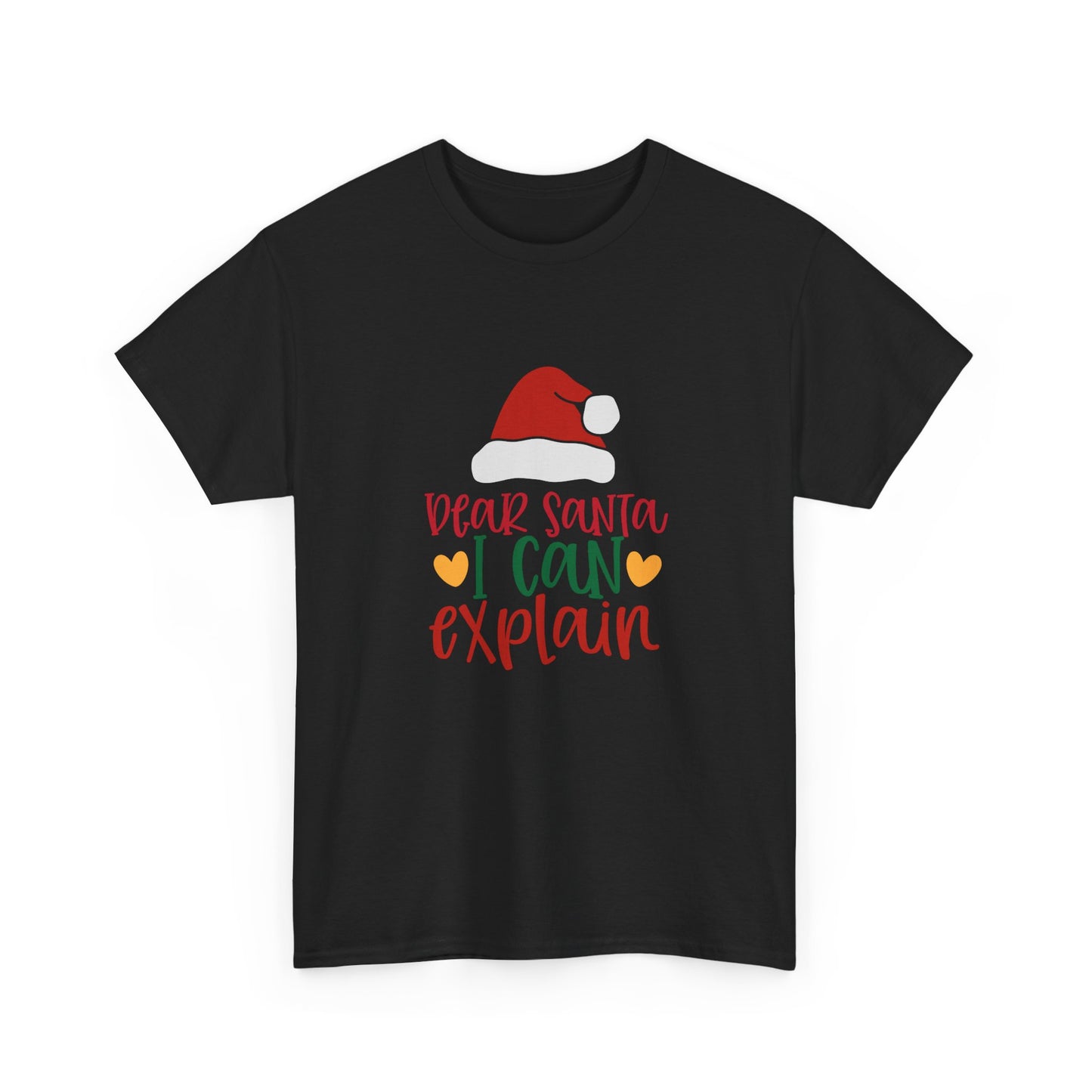 Christmas Tee - "Dear Santa I Can Explain" Kids Holiday T-Shirt with Santa Hat