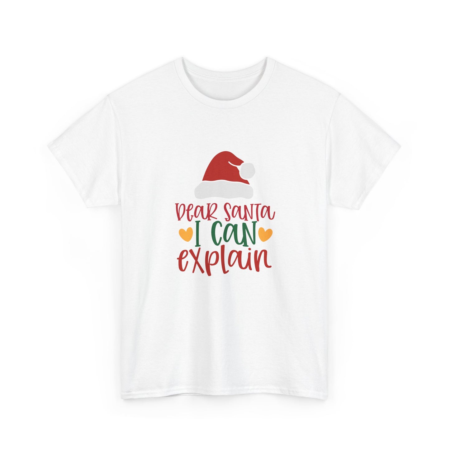 Christmas Tee - "Dear Santa I Can Explain" Kids Holiday T-Shirt with Santa Hat