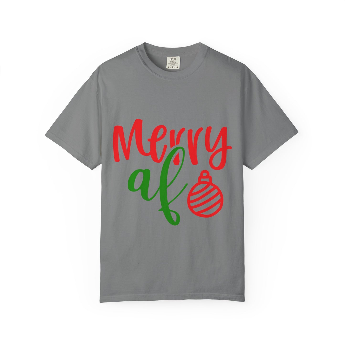 Merry AF Christmas T-Shirt — Funny Holiday Graphic Tee with Ornament