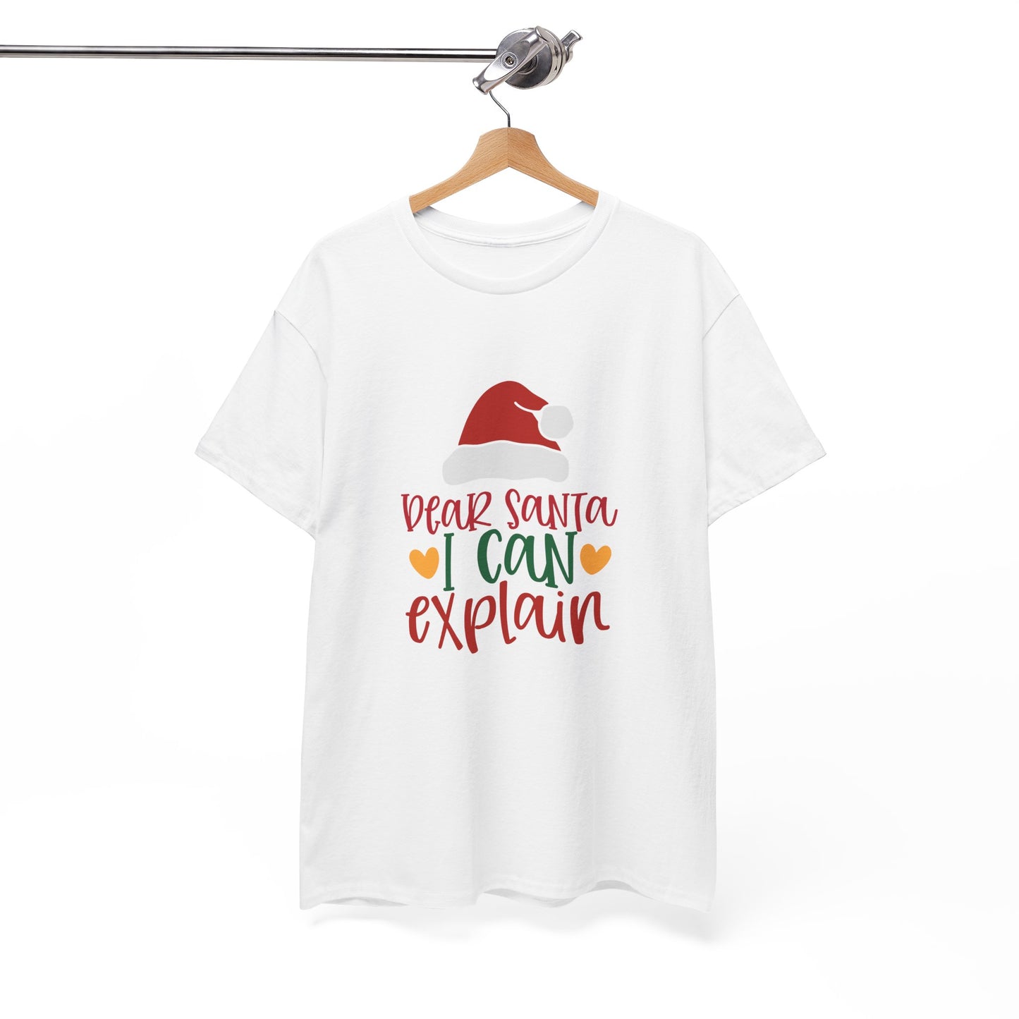 Christmas Tee - "Dear Santa I Can Explain" Kids Holiday T-Shirt with Santa Hat