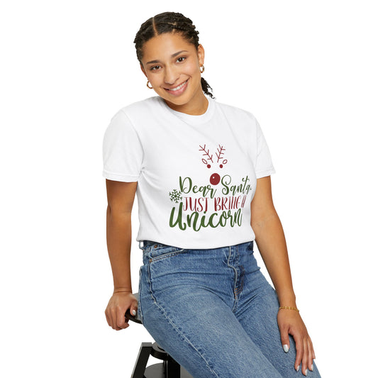 Christmas Graphic T-Shirt — “Dear Santa Just Bring A Unicorn” / “Dear Santa I Can Explain” Holiday Tee