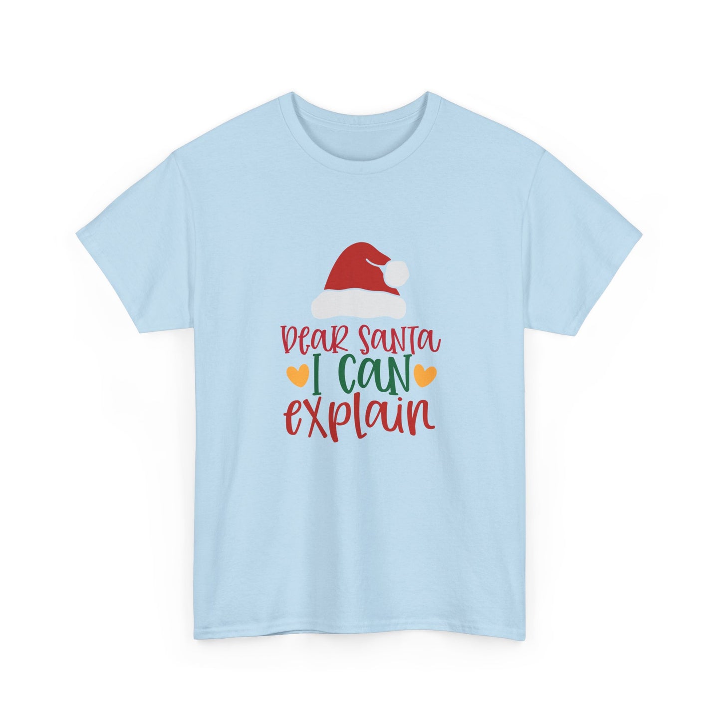 Christmas Tee - "Dear Santa I Can Explain" Kids Holiday T-Shirt with Santa Hat