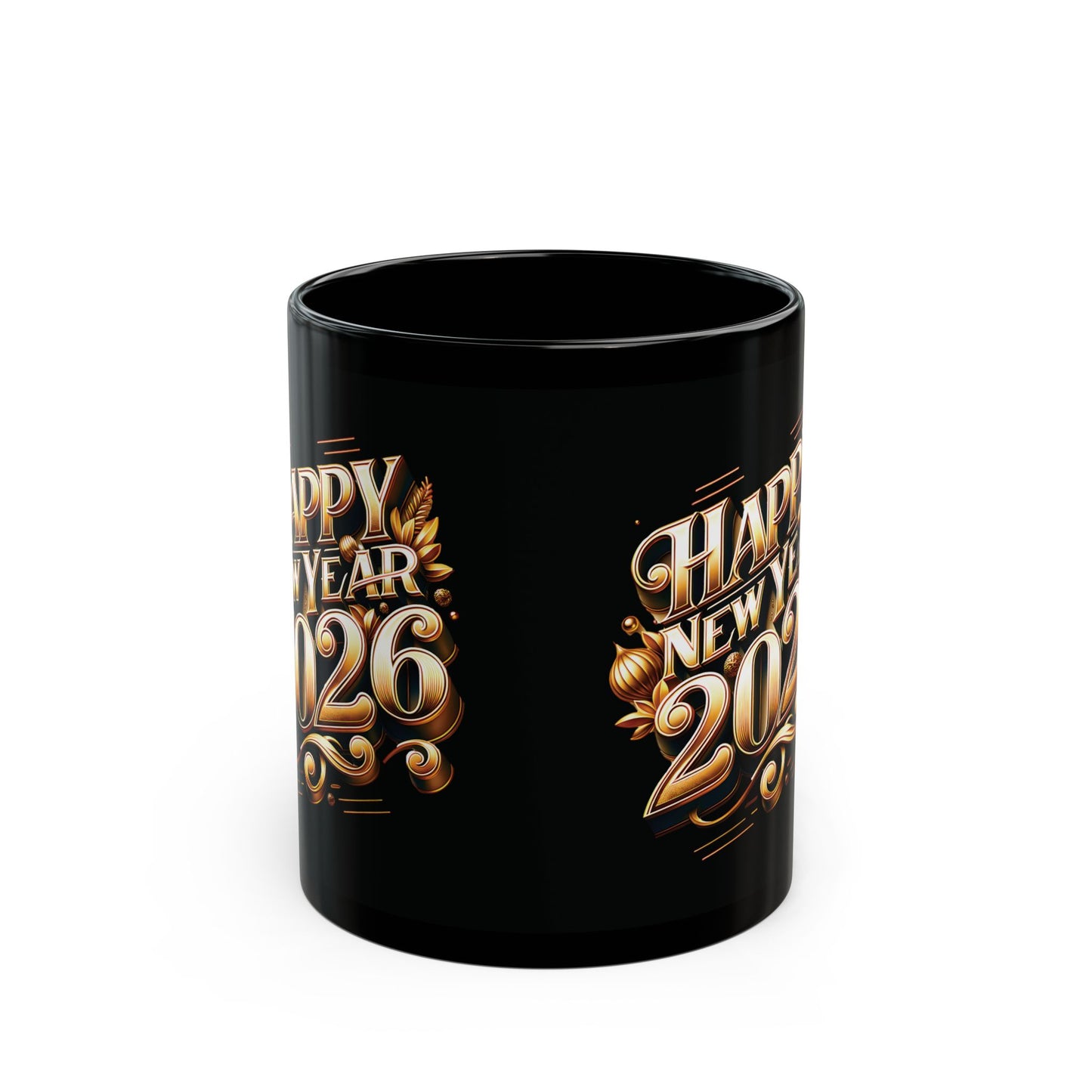 Happy New Year 2026 Mug — Black Ceramic 11oz & 15oz