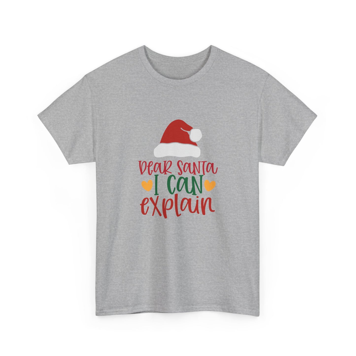 Christmas Tee - "Dear Santa I Can Explain" Kids Holiday T-Shirt with Santa Hat