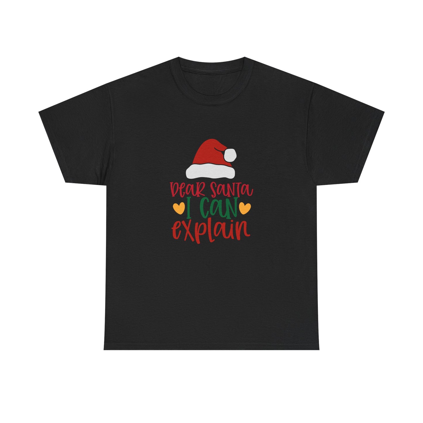 Christmas Tee - "Dear Santa I Can Explain" Kids Holiday T-Shirt with Santa Hat