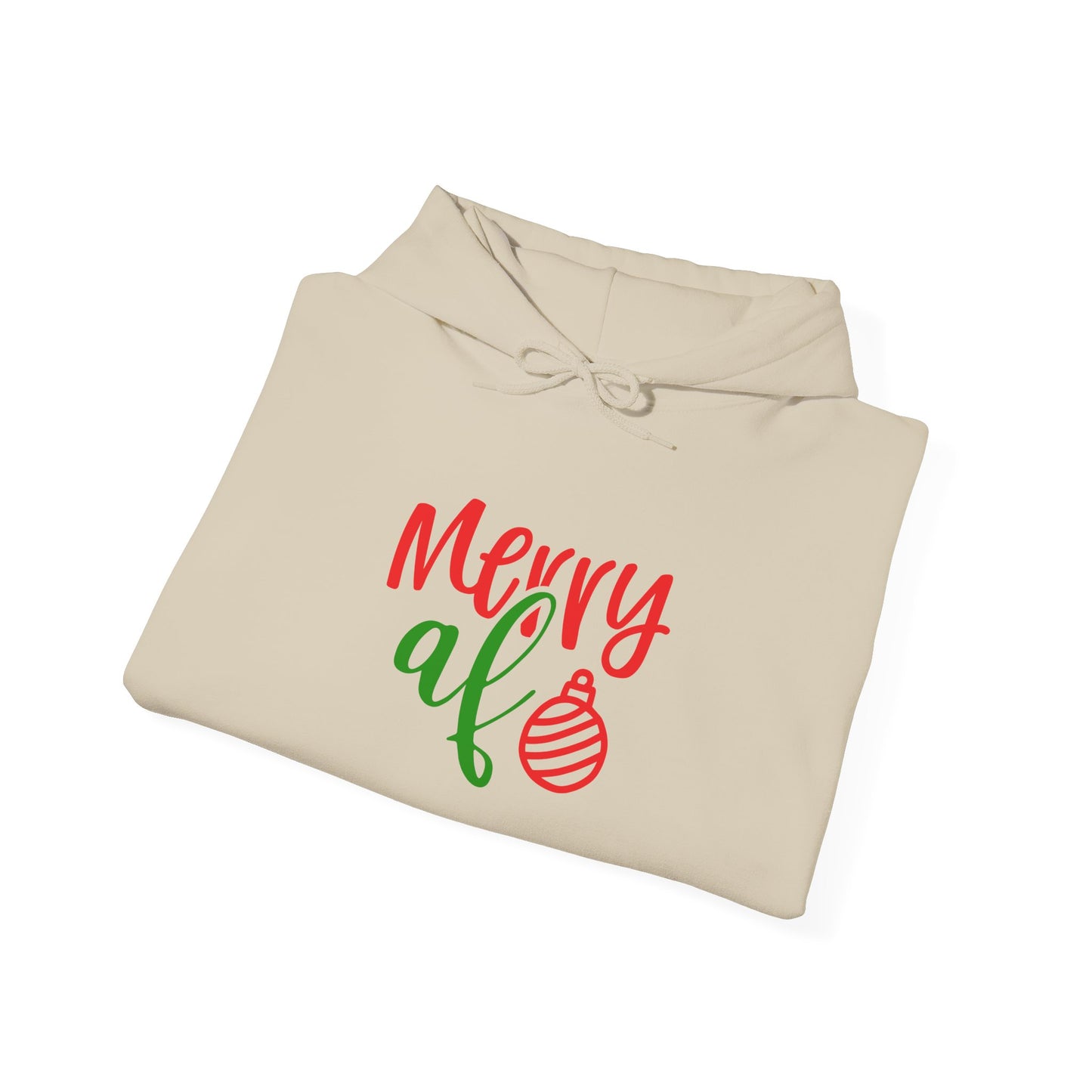 Merry AF Christmas Hoodie — Funny Holiday Graphic Hooded Sweatshirt