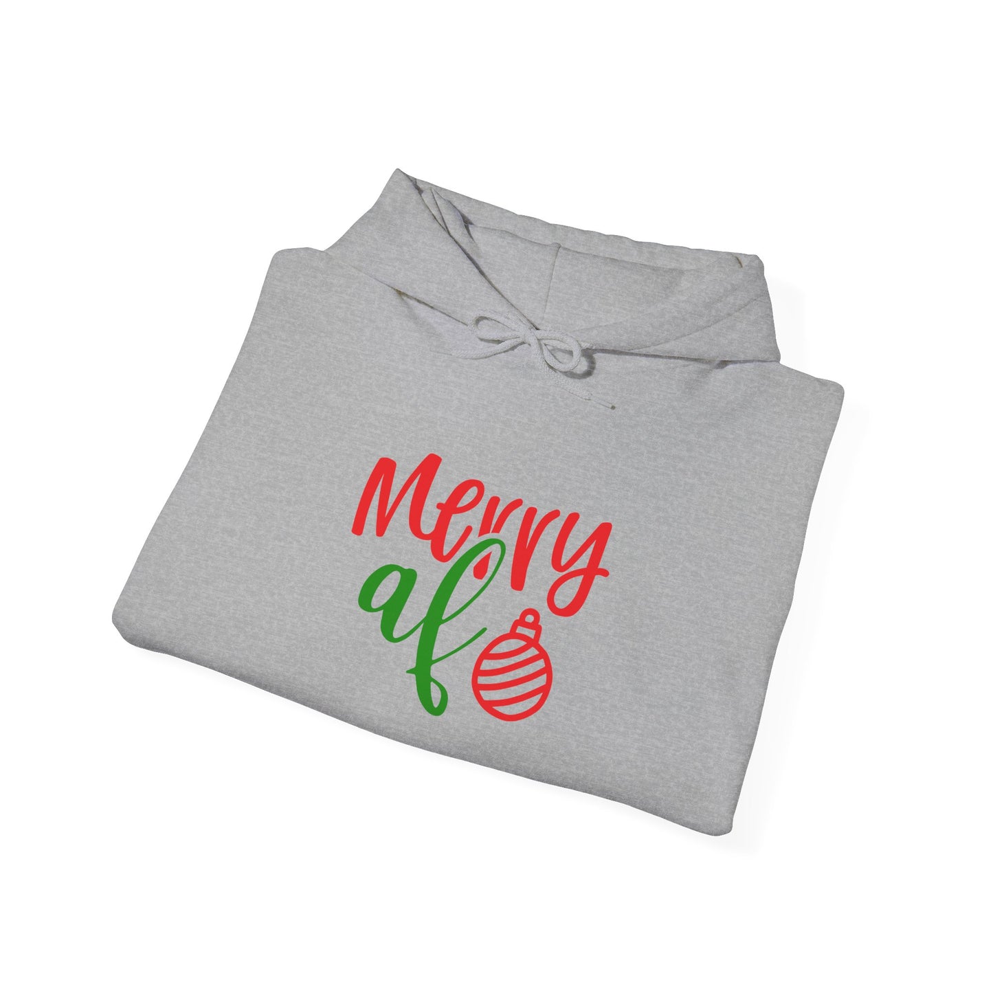 Merry AF Christmas Hoodie — Funny Holiday Graphic Hooded Sweatshirt