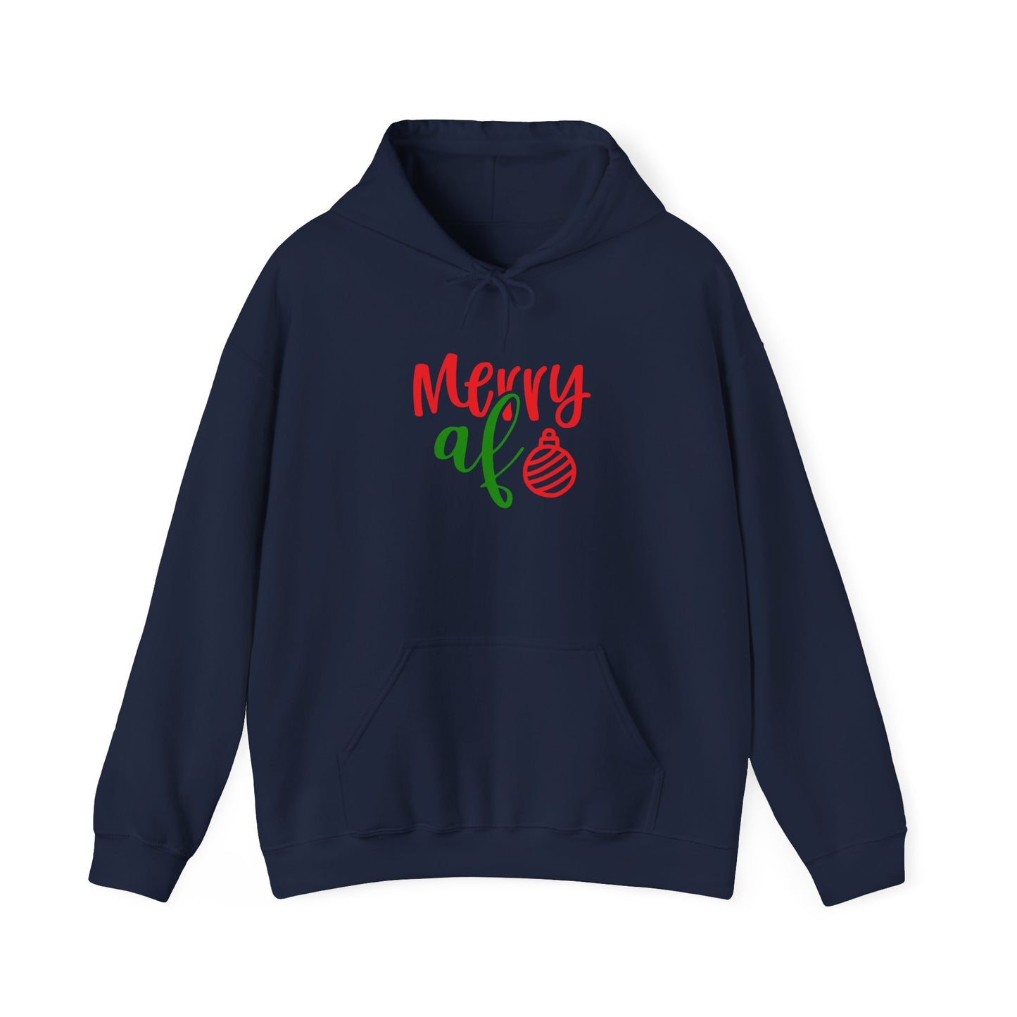 Merry AF Christmas Hoodie — Funny Holiday Graphic Hooded Sweatshirt