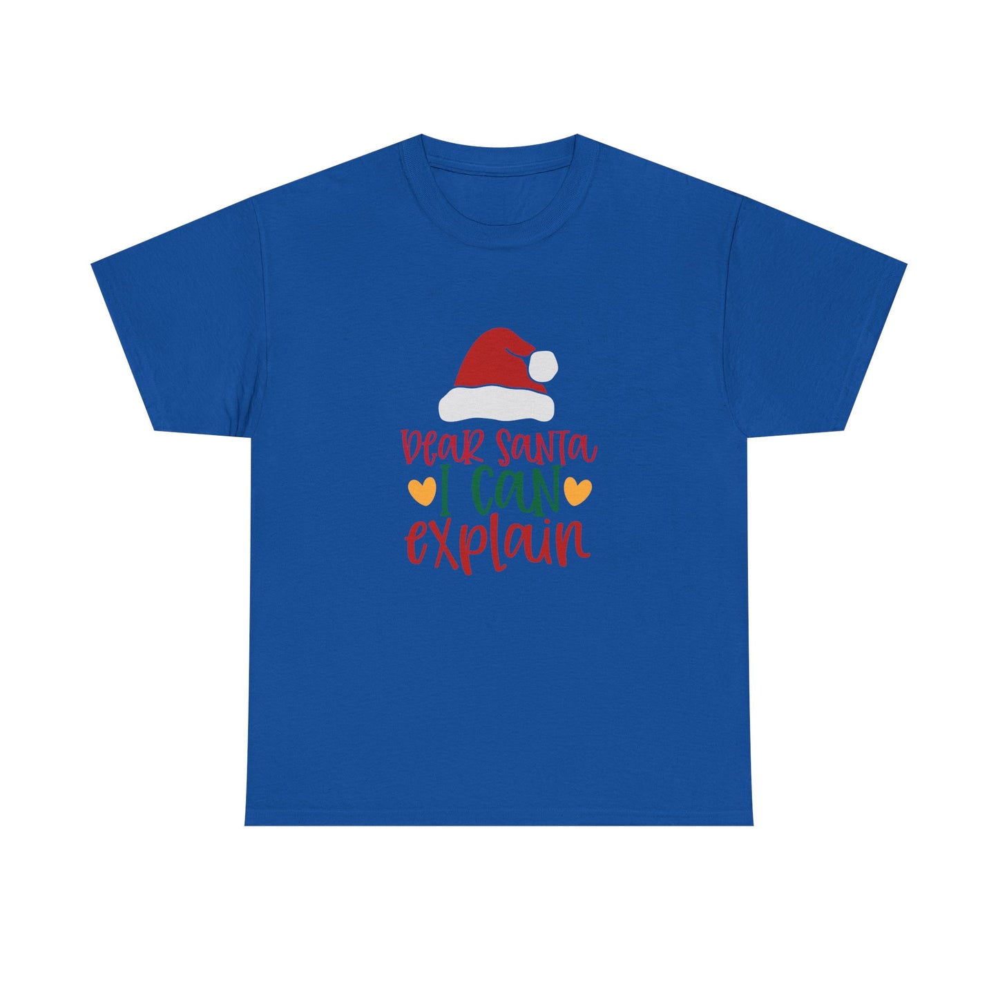 Christmas Tee - "Dear Santa I Can Explain" Kids Holiday T-Shirt with Santa Hat