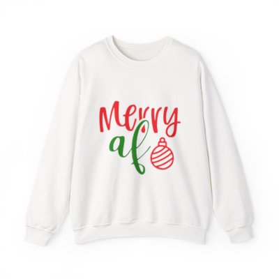 Merry AF Sweatshirt — Funny Christmas Holiday Crewneck