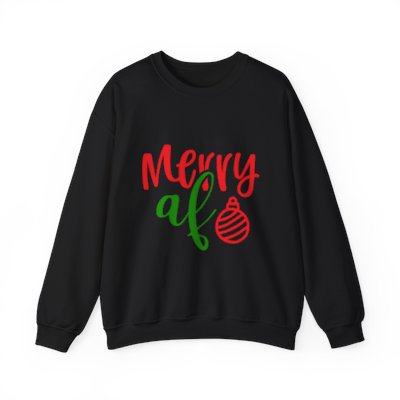 Merry AF Sweatshirt — Funny Christmas Holiday Crewneck