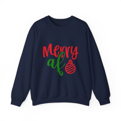 Merry AF Sweatshirt — Funny Christmas Holiday Crewneck